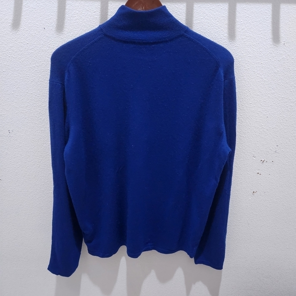 Phineas Cole Luxury Wool 1/4 Zip Pullover Sweater Wool Solid Royal Blue Italy - Picture 2 of 8